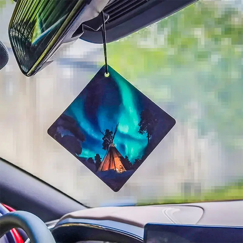 Custom hanging air freshener printed with full-color personalized artwork