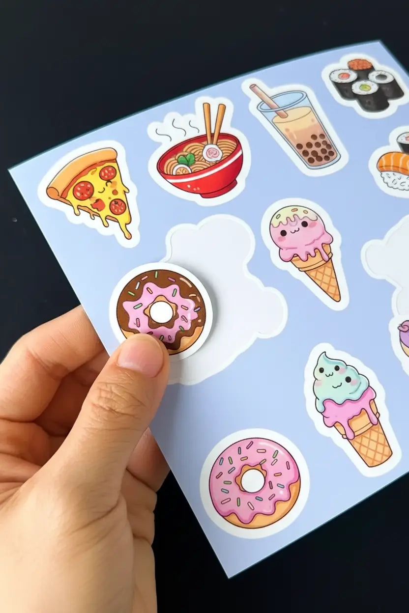Durable custom sticker sheet applied on laptop and phone case with strong adhesive backing