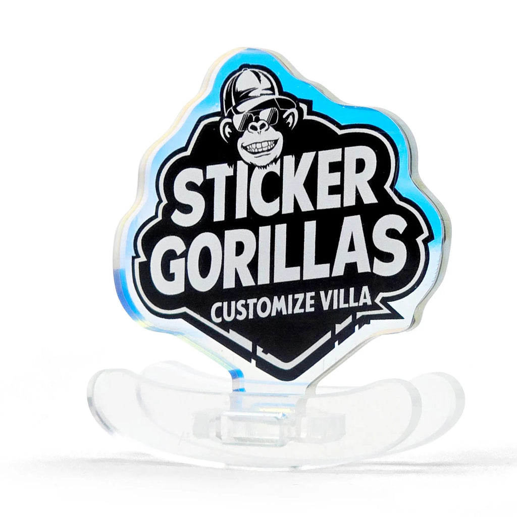 Custom acrylic shaker size comparison from 2x2 to 5x5 inches – StickerGorillas