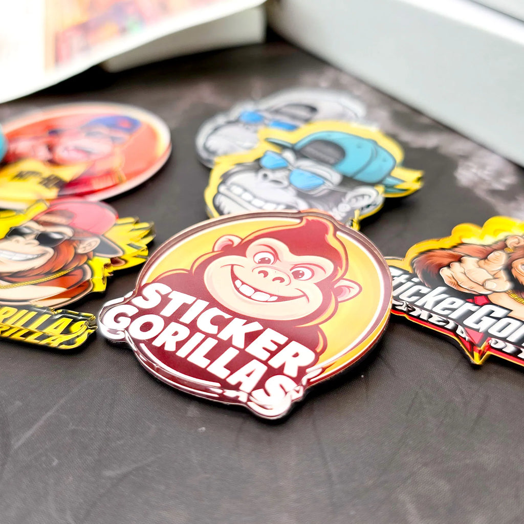 Custom acrylic magnets used as artist merch and brand promotional giveaways