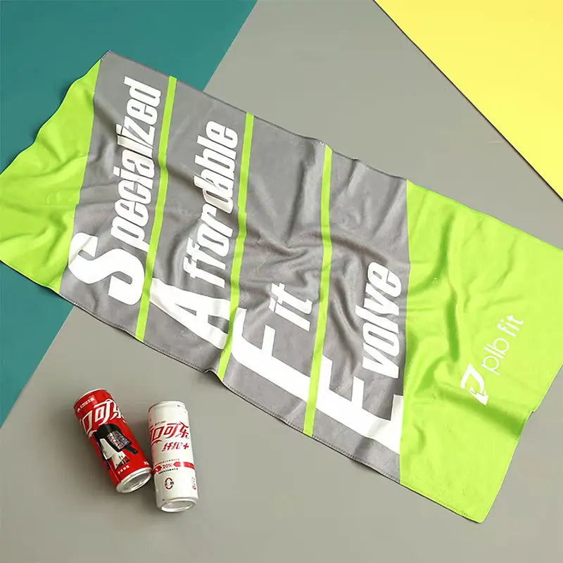 Custom full-color beach towel 28x55 inches for teams, schools, and brands