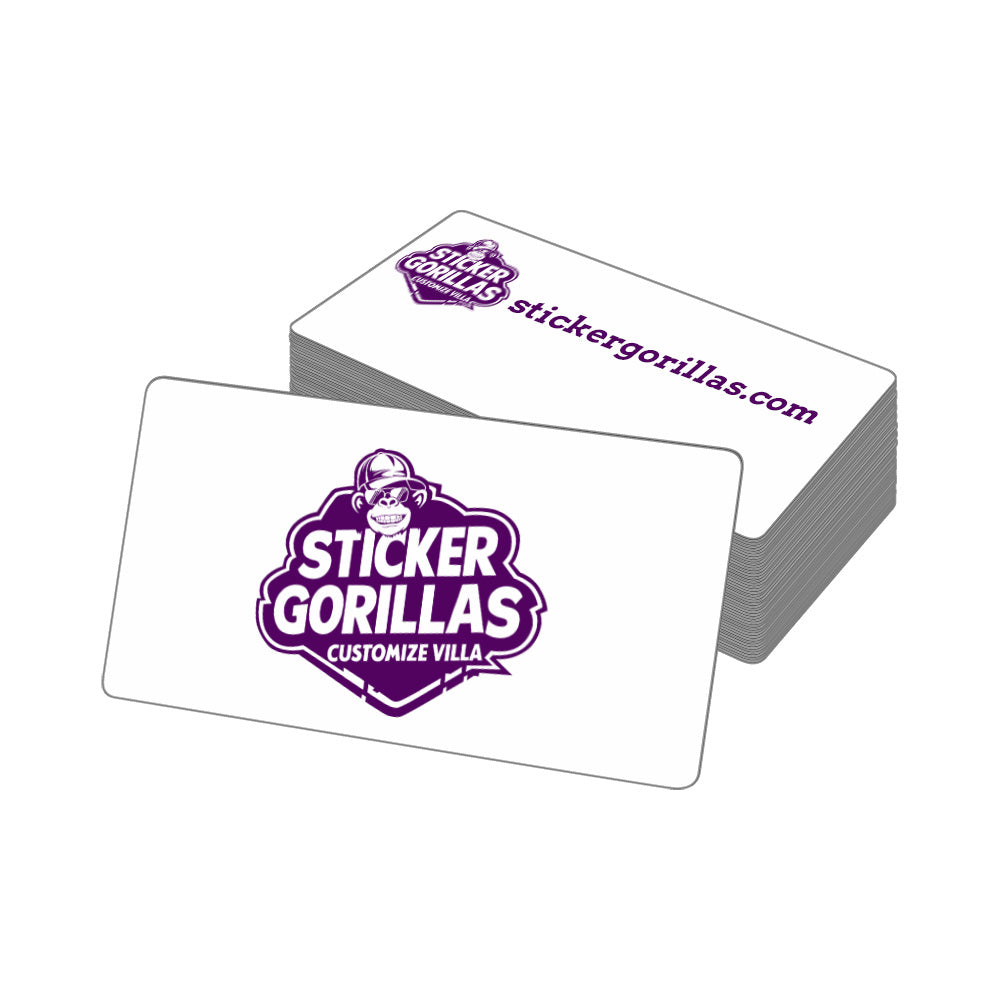 Custom PVC Business Cards available in Frosted, Matte, and Glossy finishes with professional rounded corners and free double-sided printing.
