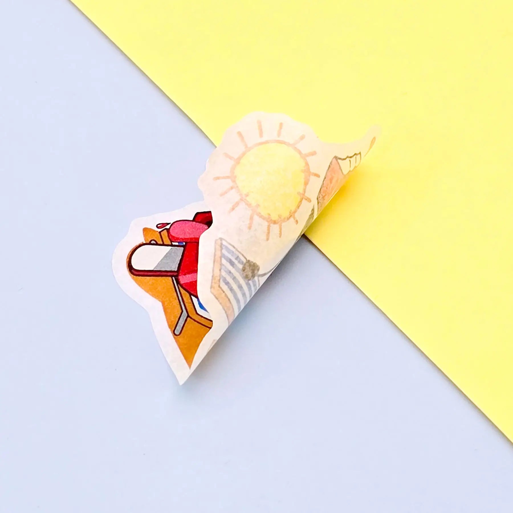 Die-cut edge detail of custom washi sticker showing precise cut and clean finish