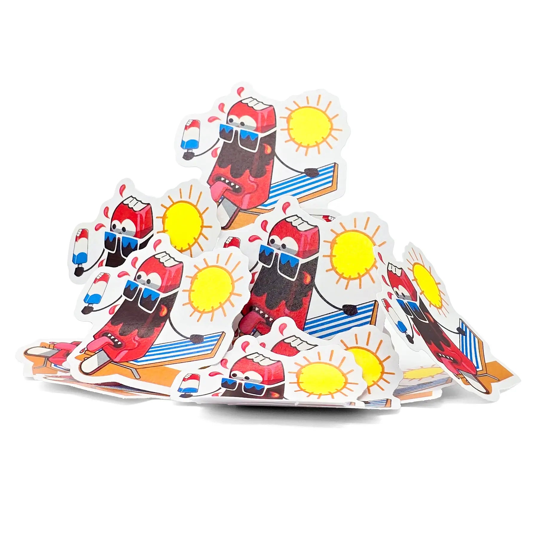 Stack of custom washi die-cut stickers showing quantity and soft matte paper finish