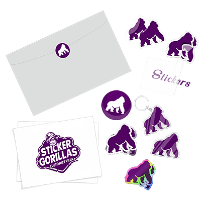 Premium sample pack featuring vinyl, holographic, glitter, and clear sticker materials – StickerGorillas