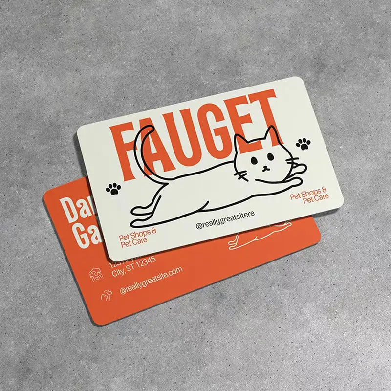 Rounded corner coated paper business card.