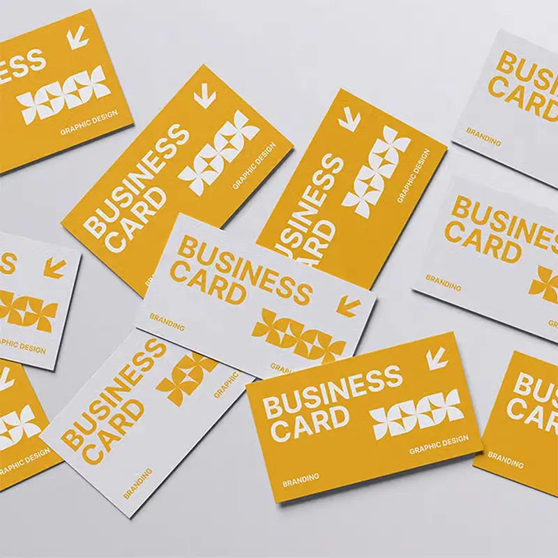 Square corner coated paper business card.